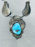 5 Tiered Vintage Native American Navajo Turquoise Sterling Silver Leaf Necklace-Nativo Arts