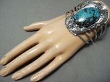 One Of The Biggest Vintage Native American Navajo Spiderweb Turquoise Sterling Silver Bracelet-Nativo Arts