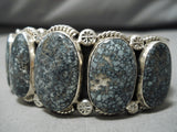 Very Rare Native American Navajo Domed New Lander Blue Turquoise Sterling Silver Bracelet-Nativo Arts