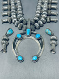 301 Gram Native American Navajo Hogan Bead Turquoise Sterling Silver Squash Blossom Necklace-Nativo Arts