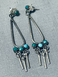 Early Museum Vintage Native American Zuni Turquoise Sterling Silver Earrings-Nativo Arts