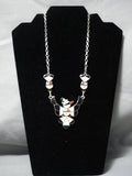 Intricate! Vintage Zuni Native American Turquoise Inlay Sterling Silver Necklace-Nativo Arts