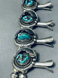 310 Grams Vintage Native American Navajo Turquoise Sterling Silver Squash Blossom Necklace-Nativo Arts