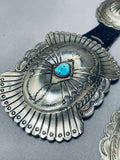 Authentic Hand Wrought Sterling Silver Vintage Native American Navajo Turquoise Concho Belt-Nativo Arts