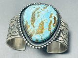 Dramatic Native American Navajo #8 Turquoise Mine Sterling Silver Bracelet-Nativo Arts