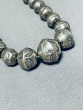 Hand Wrought Vintage Native American Navajo Sterling Silver Tooled Necklace-Nativo Arts