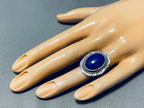 Tremendous Native American Navajo Lapis Sterling Silver Ring Betty Smith Signed-Nativo Arts