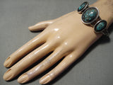 Rare Vintage Native American Navajo Lavender Pit Bisbee Turquoise Sterling Silver Bracelet Old-Nativo Arts