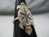 Wonderful Vintage Native American Navajo Turquoise Sterling Silver Turtle Ring Old-Nativo Arts