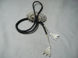 One Of The Biggest Ever Vintage Native American Zuni Turquoise Sterling Silver Bolo Tie-Nativo Arts
