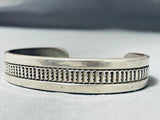 Superb Vintage Native American Navajo Signed Sterling Silver Heavy Bracelet-Nativo Arts
