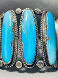 Museum Mind Blowing Vintage Native American Navajo Long Turquoise Sterling Silver Bracelet-Nativo Arts