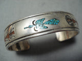 One Of Most Rare Vintage Native American Navajo Thomas Singer Turquoise Sterling Silver Bracelet-Nativo Arts