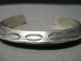Heavy 52 Gram Thick Vintage Native American Navajo Sterling Silver Sun Stamp Bracelet-Nativo Arts