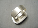 Magnificent Vintage Native American Navajo Triangular Turquoise Sterling Silver Ring-Nativo Arts