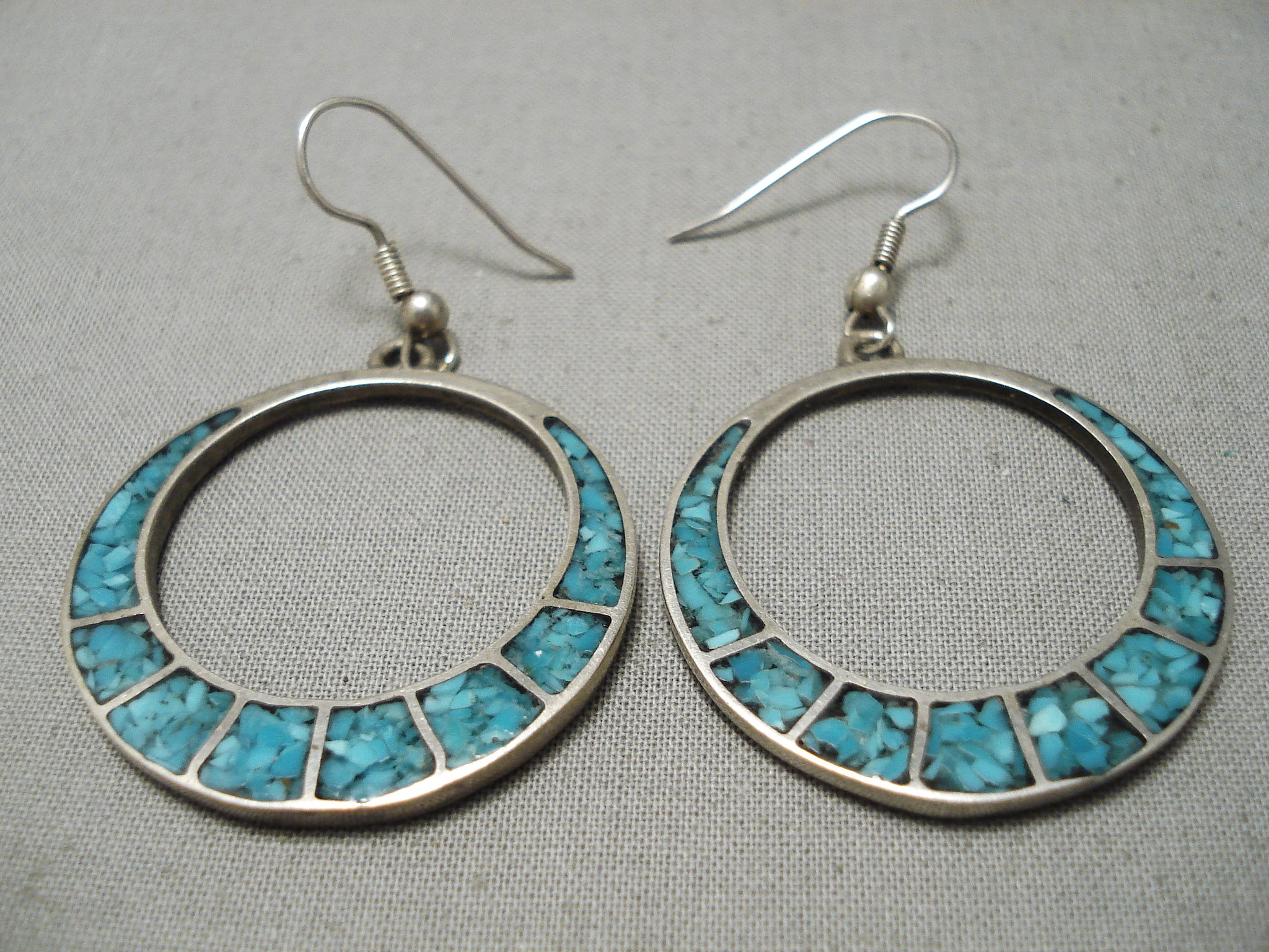 Stanley 2 & 3mm Navajo Hoop Earrings - Turquoise - Accessorize In Style