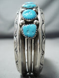 Heavy Zuni Kingman Turquoise Sterling Silver Bracelet Native American-Nativo Arts