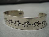 Amazing Vintage Navajo Sterling Silver Rabbits Native American Bracelet-Nativo Arts
