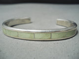Gorgeous Zuni Gaspeite Sterling Silver Bracelet Native American-Nativo Arts