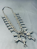Squash Naja Vintage Native American Navajo Turquoise Sterling Silver Squash Blossom Necklace-Nativo Arts
