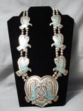 Best Vintage Native American Navajo Wil Singer Turquoise Sterling Silver Squash Blossom Necklace-Nativo Arts