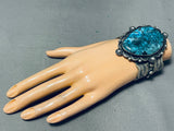 Colossal 117 Gram Native American Navajo Turquoise Sterling Silver Bracelet-Nativo Arts