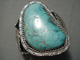 One Biggest Best Vintage Native American Navajo Carico Lake Turquoise Sterling Silver Bracelet-Nativo Arts