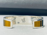 One Of The Best Vintage Native American Navajo Tigers Eye Sterling Silver Inlay Bracelet-Nativo Arts