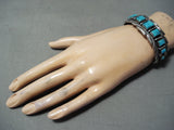 Stunning Vintage Navajo Turquoise Sterling Silver Bracelet Native American Old-Nativo Arts