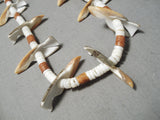 Native American Exceptional Vintage Santo Domingo Bird Fetsh Heishi Necklace Old-Nativo Arts