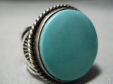 Huge Heavy Detailed Vintage Native American Navajo Men's Turquoise Sterling Silver Ring-Nativo Arts
