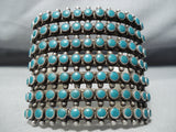 Native American One Of Biggest Early Snake Eyes Turquoise Vintage Zuni Sterling Silver Bracelet-Nativo Arts