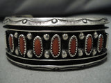 Opulent Vitnage Navajo Coral Sterling Silver Native American Bracelet Old Cuff-Nativo Arts