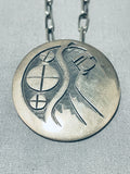 Native American Incredible Vintage Hopi Kachina Sterling Silver Hand Carved Necklace-Nativo Arts