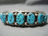 Magnificent Vintage Native American Navajo Domed Turquoise Sterling Silver Havy Bracelet-Nativo Arts