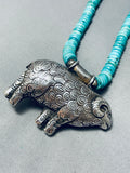 Best Vintage Southwestern Big Horn Sheep Sterling Silver Turquoise Necklace-Nativo Arts