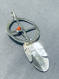 Ben Begaye (d.) Native American Navajo Coral Sterling Silver Dreamcatcher Pendant-Nativo Arts