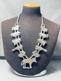 Animal Love Vintage Native American Navajo Sterling Silver Squash Blossom Necklace-Nativo Arts