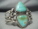 Signed Rare Turquoise Vintage Native American Navajo Royston Sterling Silver Bracelet-Nativo Arts