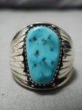 Important Vintage Native American Navajo Benny Touchine Turquoise Sterling Silver Ring Old-Nativo Arts