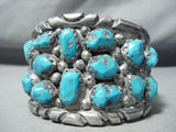 200 Gram Vintage Native American Chunky Turquoise Sterling Silver Bracelet Old-Nativo Arts