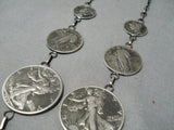 Magnificent Old Coin Sterling Silver Graduating Necklace-Nativo Arts