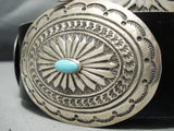 Heavy 500 Gram Vintage Native American Navajo Turquoise Sterling Silver Concho Belt-Nativo Arts