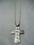 Remarkable Navajo Native American Sterling Silver Cross Necklace-Nativo Arts