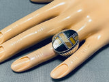 Unique Vintage Native American Navajo Jet Tigers Eye Sterling Silver Ring-Nativo Arts