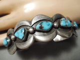 Amazing Vintage Native American Navajo Waving Sterling Silver Turquoise Bracelet Old-Nativo Arts