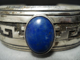 Authentic Vintage Native American Navajo Thomas Singer Lapis Sterling Silver Bracelet-Nativo Arts