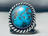 Opulent Del Gordan Vintage Native American Navajo Bisbee Turquoise Sterling Silver Ring-Nativo Arts