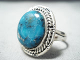 Rare Vintage Native American Navajo Blue Diamond Turquoise Sterling Silver Ring-Nativo Arts
