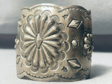 Powerful Hand Tooled Massive Vintage Native American Navajo Concho Sterling Silver Bracelet-Nativo Arts